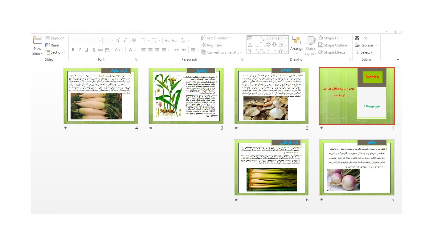 خرید و دانلود پاورپوینت ریشه گیاهان خوراکی