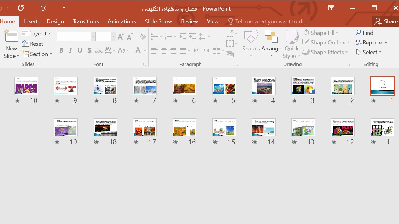 خرید و دانلود پاورپوینت فصل و ماه های انگلیسی
