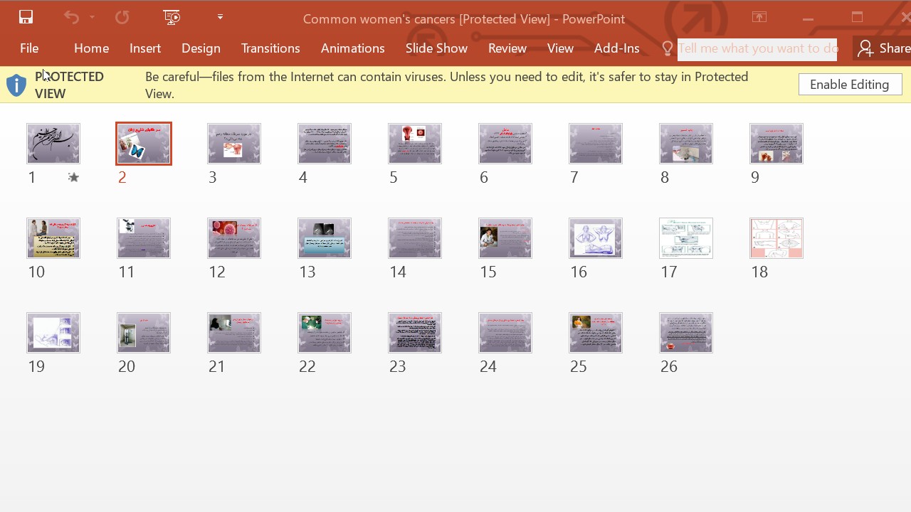 خرید و دانلود پاورپوینت سرطان های شایع زنان
