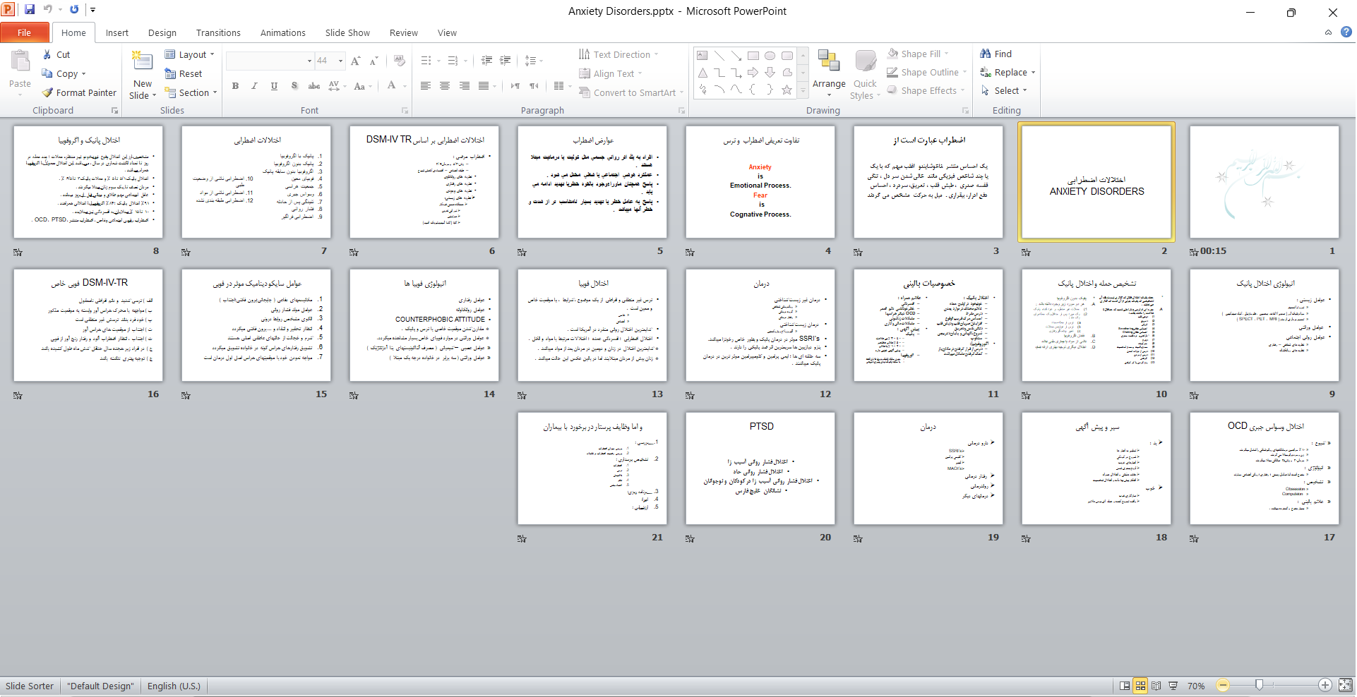 خرید و دانلود پاورپوینت اختلالات اضطرابی