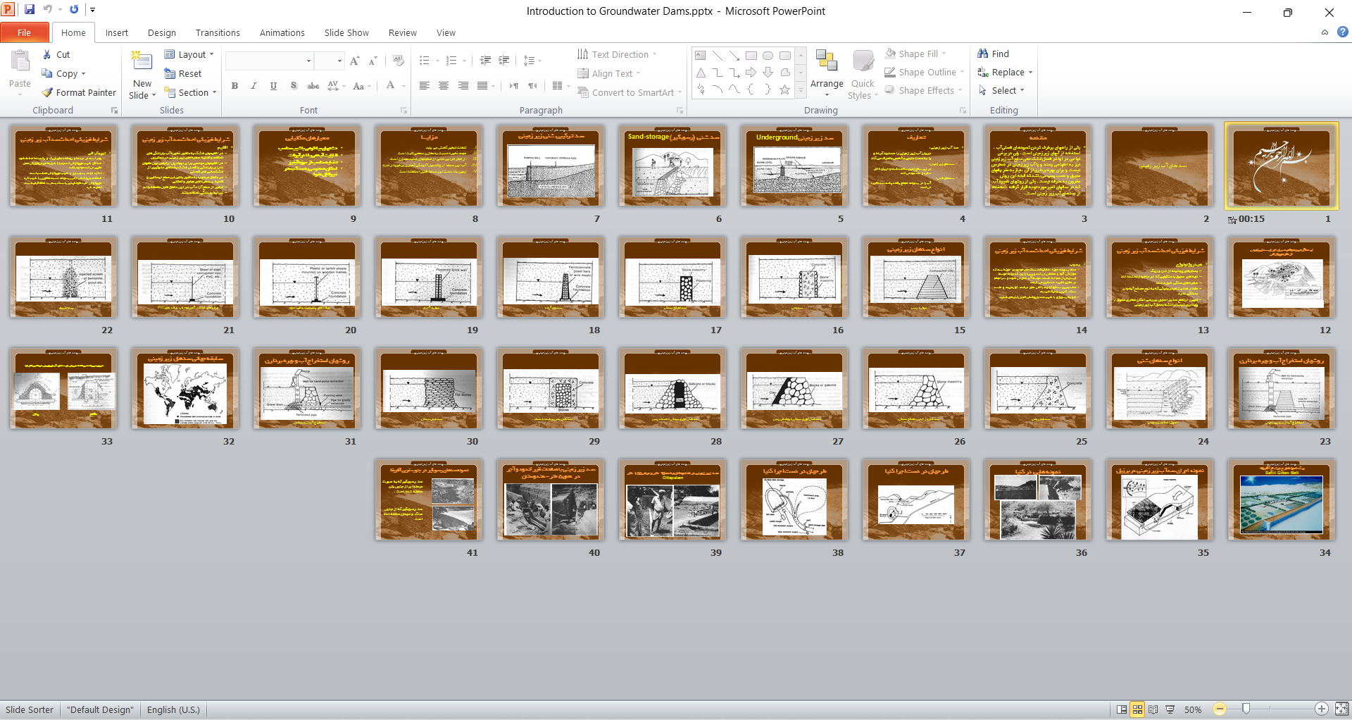 خرید و دانلود پاورپوینت سد های آب زير زمينی