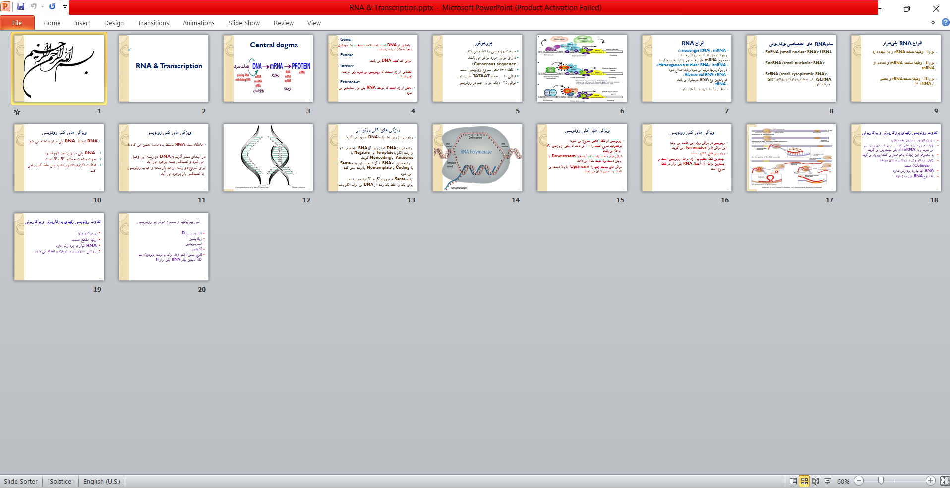 خرید و دانلود پاورپوینت RNA و رونویسی