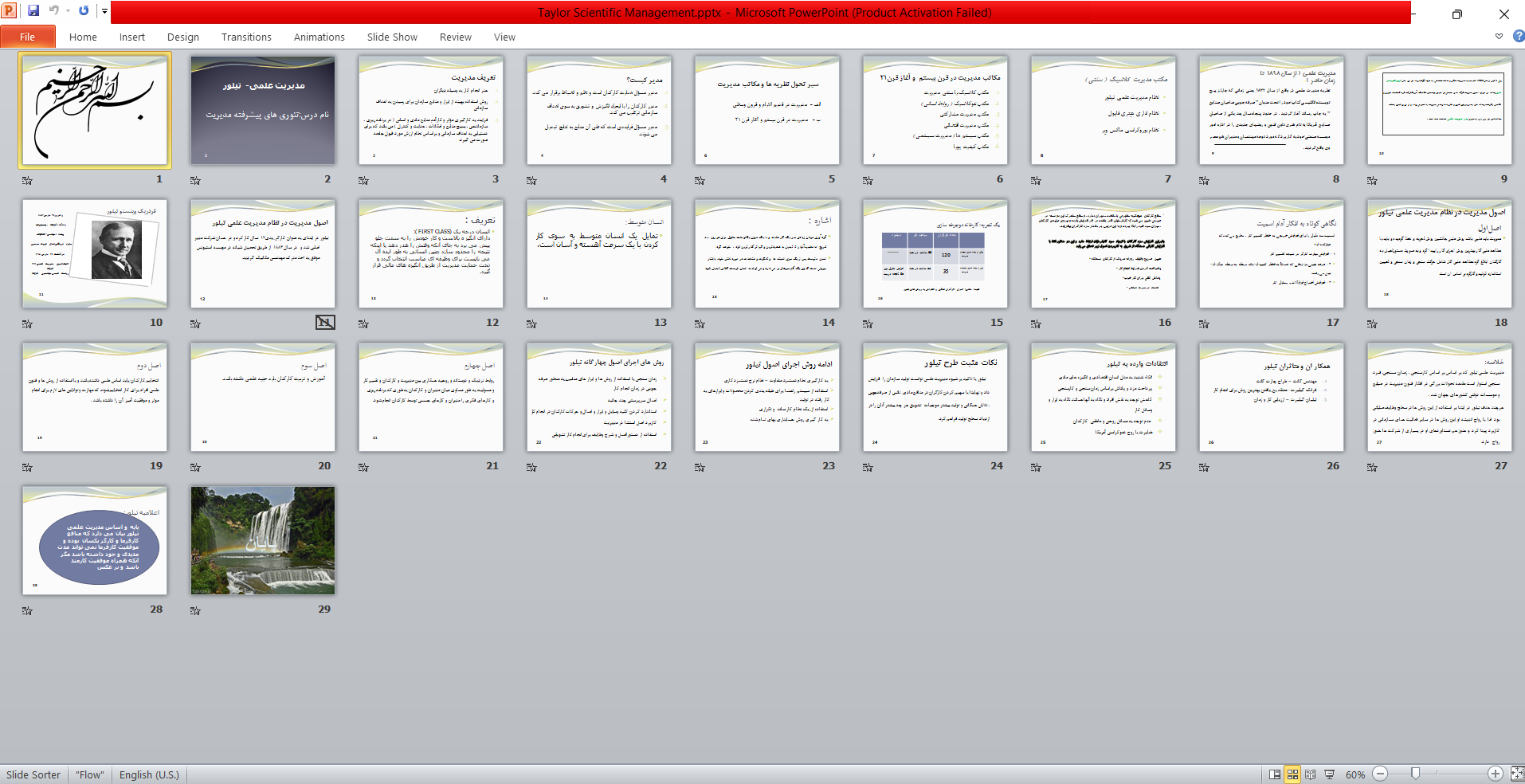 خرید و دانلود پاورپوینت مدیریت علمی تیلور